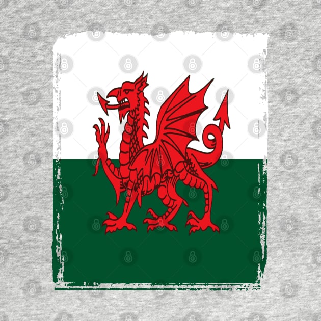 Y Ddraig Goch Grunge Welsh Flag by taiche